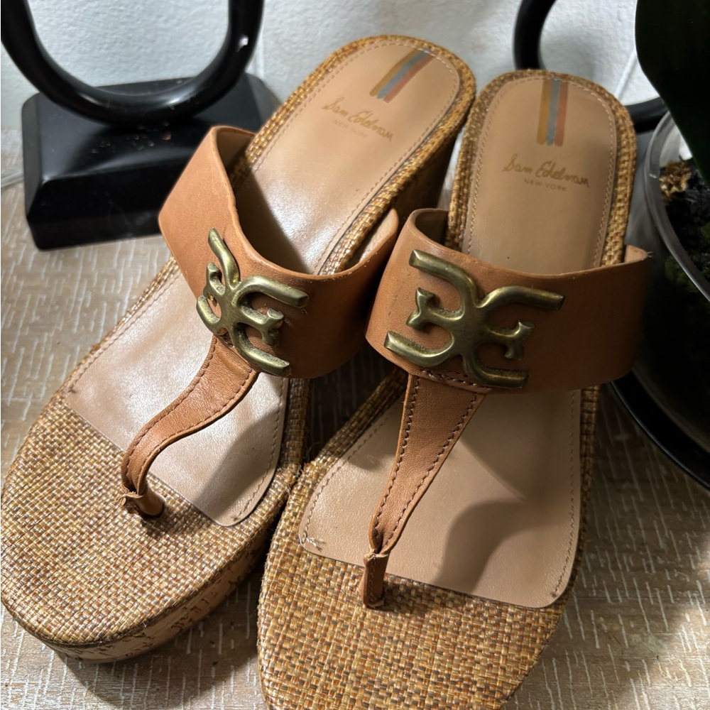 Sam Edelman Brown Thong Sandals with Adjustable Strap